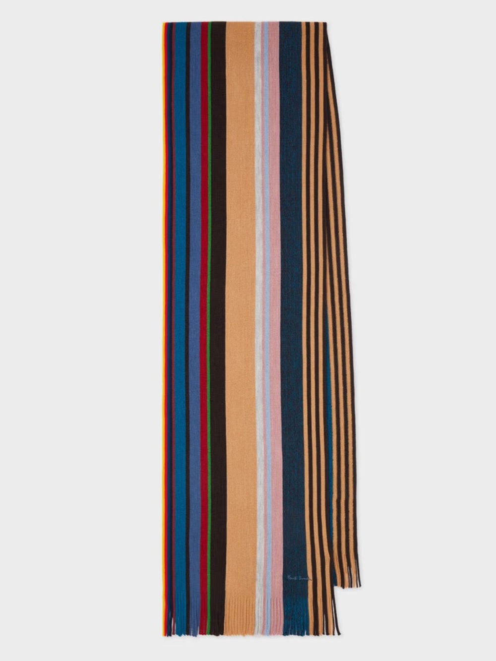Paul Smith Brown Merino Wool Twisted Stripe Scarf